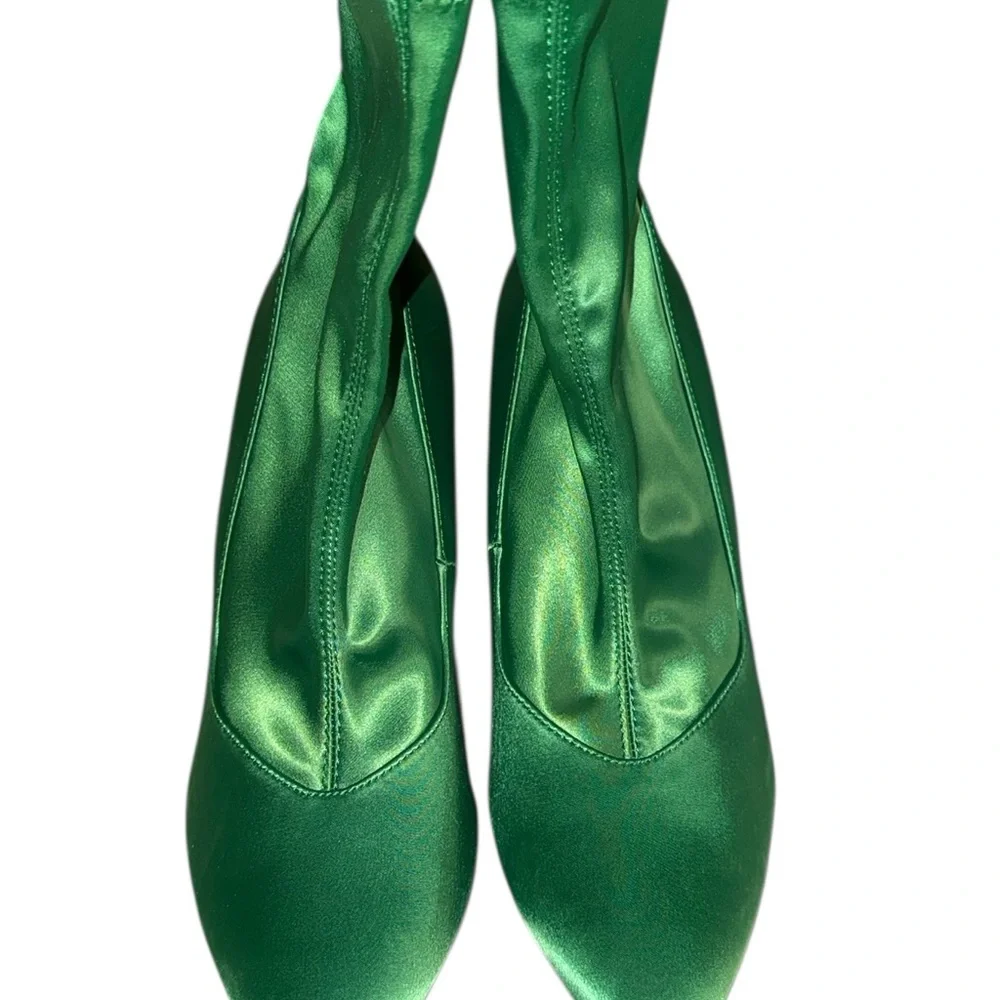 ZARA woman's satin effect ankle boots green 38 Euro/7.5 to 8 US